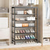 6 Mavivegue Tier Shoe Rack Organizer, Metal Organizer Shelf with with MDF Top Panel and Layer Fabric, Shoe Rack