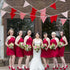 32Ft Red White Plaid Stripe Dot Fabric Bunting Banner, Triangle Flags Cotton Garland for Birthday, Wedding, Party, Home