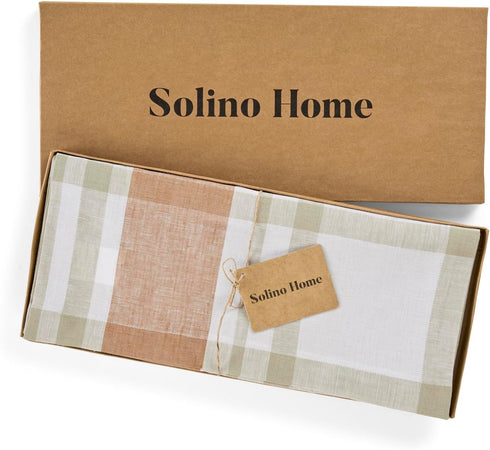 36 Inches 100% 14 36 Inch Solino Home Linen Plaid Table Runner - Pure Linen Fall Harvest Table Runner x Ideal