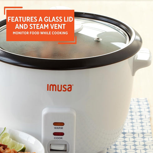 GAU-00013 8-Cup 16-Cup IMUSA USA Electric Nonstick Rice Cooker (Uncooked) (Cooked), White
