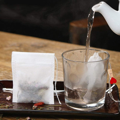 Tea Filter Bags (200 pcs) with Free Tea Spoon, Disposable Infuser for Loose Leaf Tea, Coffee, Spice, Herbs, Safe