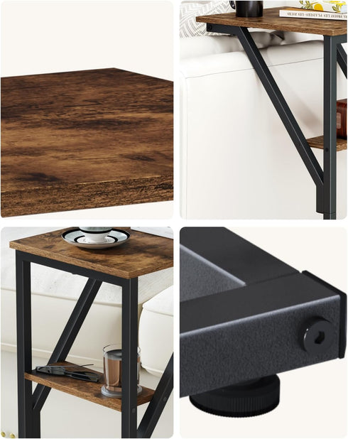 NEFROM Set 2, ET-D-BR2 C-Shaped End Tables, Sofa TV Trays of Small Couch Side Table for Living Room, Bedroom, Bedside