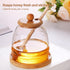 ASTRQLE 16.7 Oz Glass Honey Jar with Dipper and bamboo Lid Honey Pot Honey Container Holder Syrup Dispenser for Home