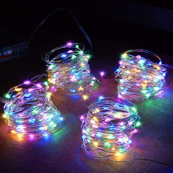 4-Pack 50 LEDs Multicolored Christmas Fairy Lights, Battery Operated Mini LED String Lights