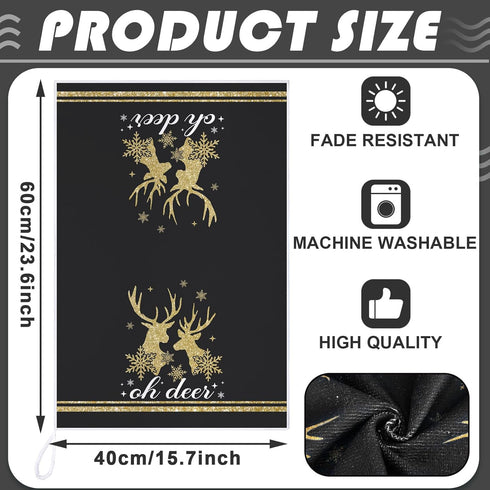6 16 24 Inch, 6 Hosuly Pcs Gold Christmas Kitchen Towels Decorative Dish Towel Decor Elk Absorbent Dishtowels Winter