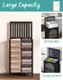 Black Laundry Hamper with Lid, 22.5 Gallon (85L) Bamboo Wood Clothes Basket, Removable Liner and Handles