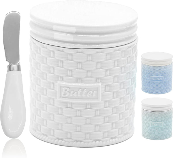BAENOSE Ceramic Butter Crock, French Butter Dish for Spreadable Soft Butter,Butter Keeper for
