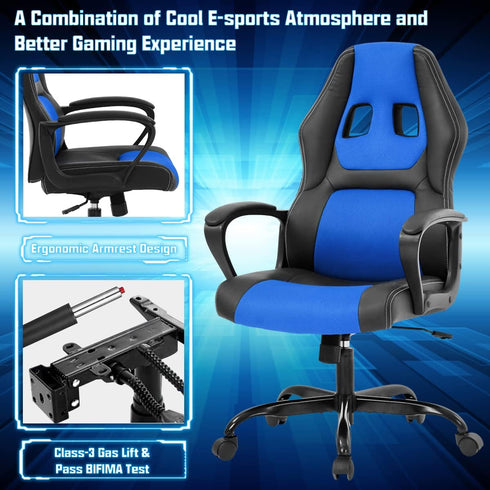 Gaming Chair PC Computer Chair Office Chair for Adult Teen Kids, Ergonomic PU Leather Gamer Chair with Lumbar Support