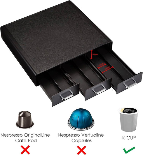 3 36 Amazon Basics K-Cup Compatible Coffee Pod Storage Drawer, Easy-Open Drawers, Pod Capacity, Black