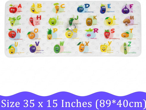 35x16 inch, BEEHOMEE Polyvinyl Chloride (PVC) Bath Mat, Alphabet, Square, XL Size, Textured Pattern, Suction Cups
