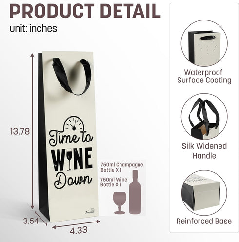 Tirrinia Wine Gift Bags-12pcs Wine Bottle Bags in 4 Designs, Bulk Set for Wedding, Business Parties, Birthdays, Father's Day, Mother's Day, Engagement, Holidays, Christmas
