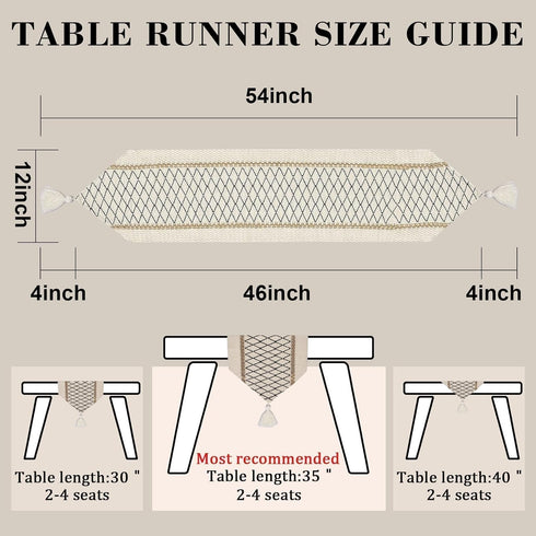 12 46 Inches, yuboo Boho Table Runner Triangular End * Coffee Table Runner with Tassels, Macrame Dresser Runners Scarf
