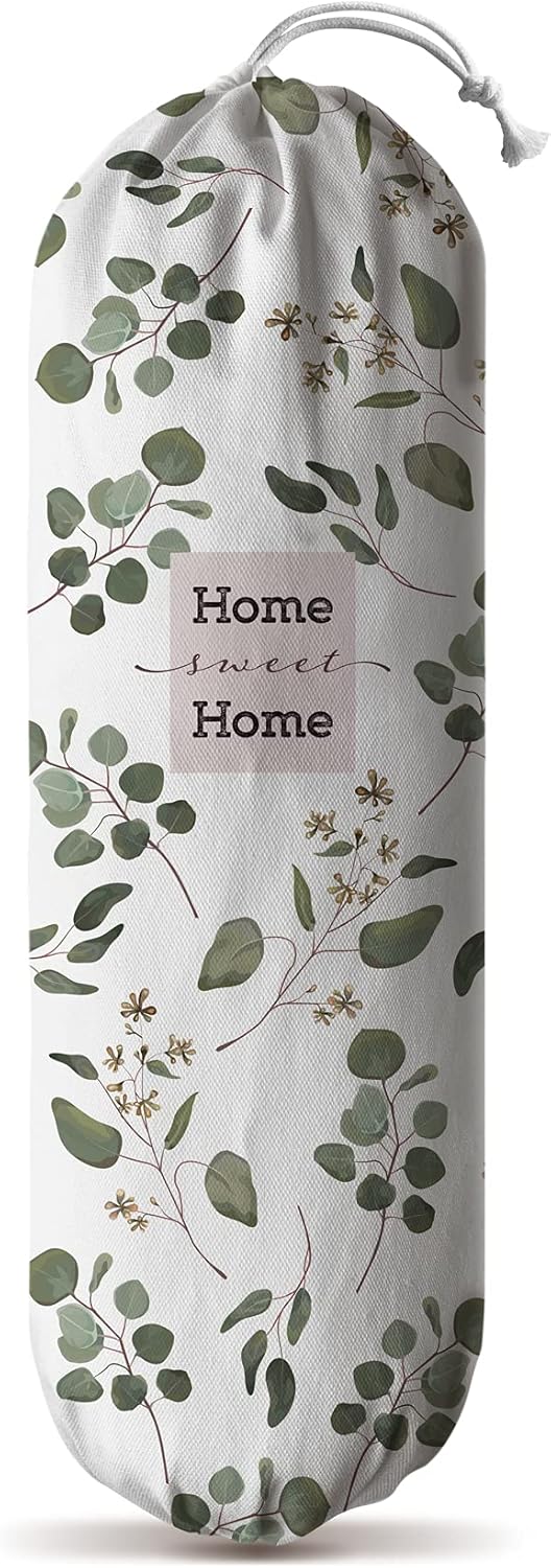 Hglian Grocery Bag Storage Dispenser, Eucalyptus Leaves Plastic Bag Holder, Kitchen Decor Organizer for Women