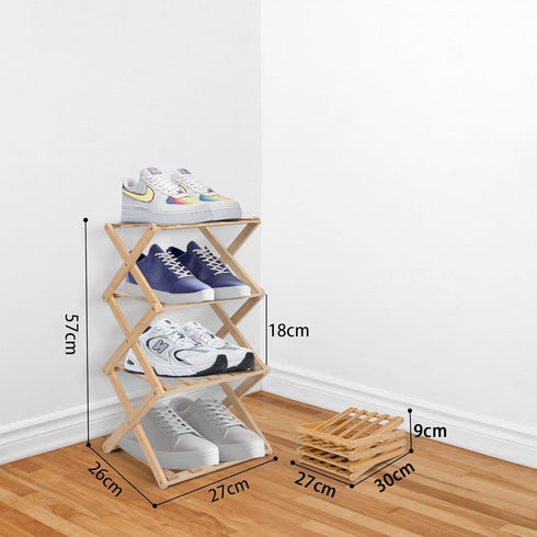 4 (4 Vertical Shoe Rack Small, Tier Portable Folding Shoe Storage Rack, Without Installation Free Standing Shoe Rack