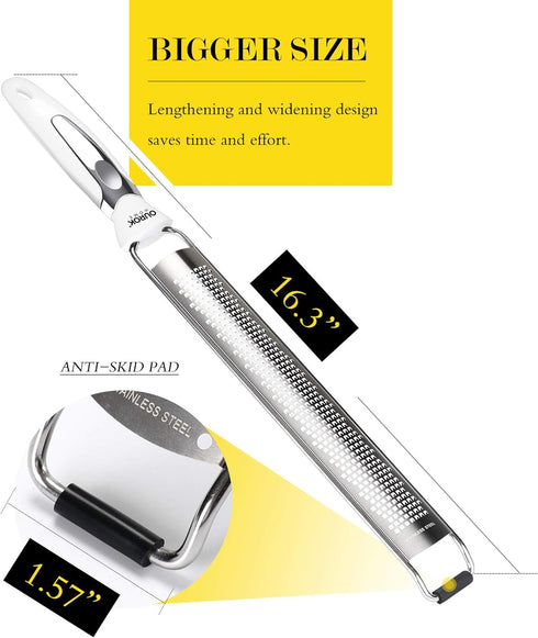 Ourokhome Kitchen Lemon Zester, Stainless Steel Hand Held Grater for Cheese, Ginger, Chocolate, Citrus, with Cleaning