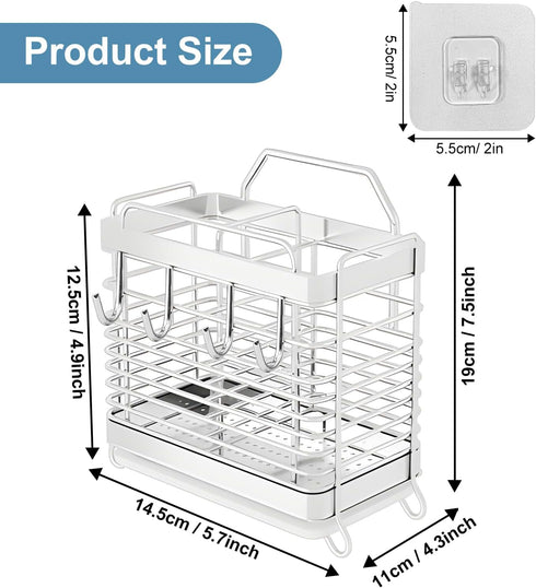 Utensil Holder, 2 Compartments Stainless Steel Utensil Drying Rack, Dish Drainer for Kitchen Counter, Silverware Cutlery Flatware Holder Forks, Knives, Spoons, Chopsticks Organizer (Silver) by IWNTWY