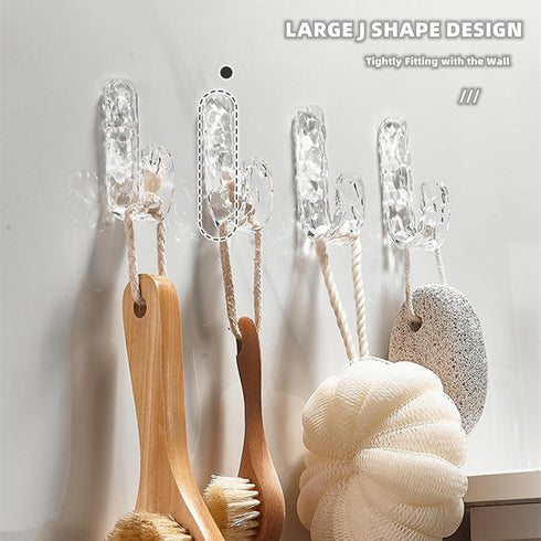 Self Adhesive Hooks, 8 Pcs Acrylic Wall Hooks for Bathroom Kitchen Office, Waterproof Utility Hook