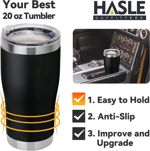 20 oz 6 Pack HASLE OUTFITTERS Tumbler Bulk, Stainless Steel Tumblers with Lid, Vacuum Insulated Tumbler, Double Wall