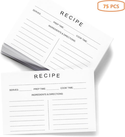75 Count Recipe Cards, 4x6 Inch Double Sided Thick Card Stock, Modern Minimal Design, Fit with Recipe Binder