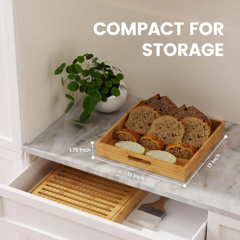 6.4H 10W, 3 Settings, Gobam Adjustable Bamboo Bread Slicer, Fits Bread up to & Extra-Large & Tall Design for Sourdough