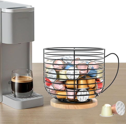 Extra-large K Cup Holders for Counter - Coffee Pod Storage Organizer, Large Capacity Black Wire Kup Storage
