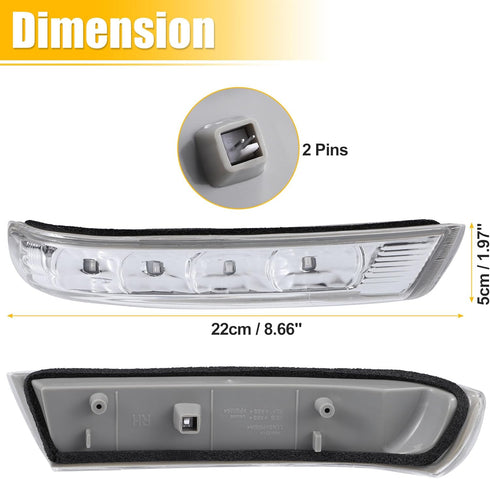 uxcell Right Side Rear View Mirror Turn Signal Amber Light Indicator for Hyundai Veracruz Santa Fe 2007-2012