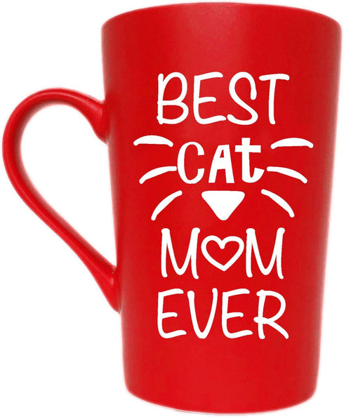 Funny Cat Mom Coffee Mug, 12 Oz - Best Cat Mom Ever Gifts from Daughter or Son, Red