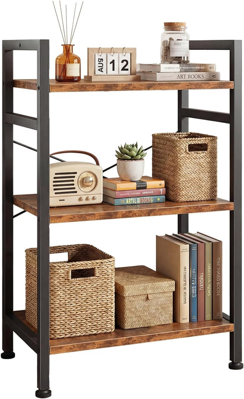 DUMOS 3 Tiers Bookshelf, Classical Book Shelf, Tall Display Shelves in Living
