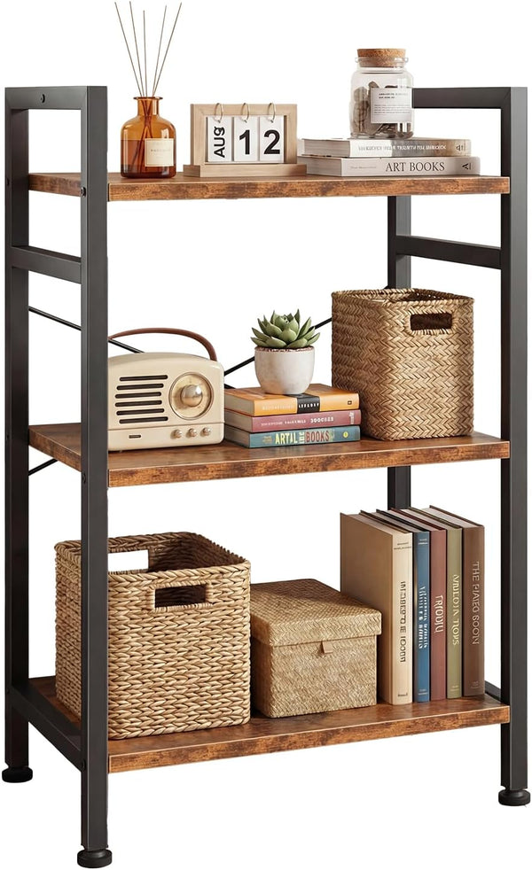 DUMOS 3 Tiers Bookshelf, Classical Book Shelf, Tall Display Shelves in Living