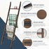 6-Tier 5.7FT(66.5'') Acacia Wood Blanket Ladder, Blanket Quilt Towel Holder Rack Decorative Ladder Wooden, Easy
