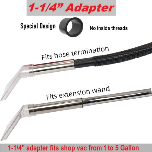 Universal Extractor Attachment for Carpet Cleaning & Auto Detailing, Clear with 3 Adapters for Shop Vacs 2-1/2",