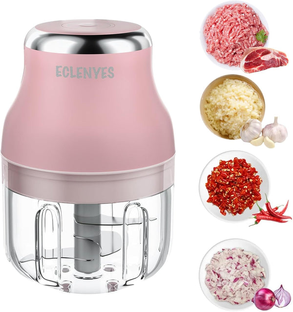 Electric Garlic Chopper, 250ML Mini Portable Veggie Chopper, Wireless Food Processor for Vegetables