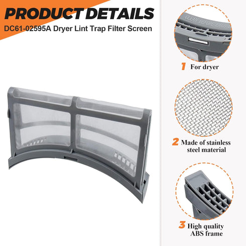 Beaquicy 2024 DC61-02595A Dryer Lint Filter Case - Replacement for Samsung Dryer