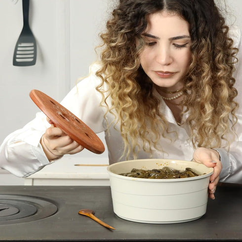 Clay Dolma Pot Lid Cover, Weighted Handcrafted Clay Lid for Dolma Cooking, Small (7.3 inches)