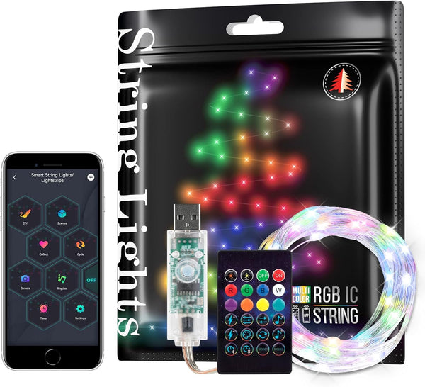 Smart Fairy String Lights RGB IC WS2812B IC 6.5FT USB Bluetooth Twinkle