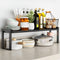 Expandable Cabinet Shelf Organizer, Stackable Kitchen Counter Shelf Rack 16~26", 22LBS Sink Shelf Riser in Black
