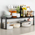 Expandable Cabinet Shelf Organizer, Stackable Kitchen Counter Shelf Rack 16~26", 22LBS Sink Shelf Riser in Black