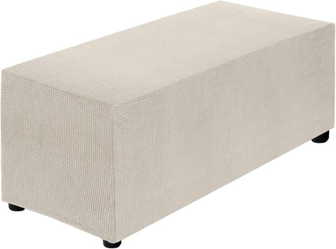 uxcell Stretch Ottoman Cover Rectangular Oversized Square Ottoman Slipcover with Elastic for