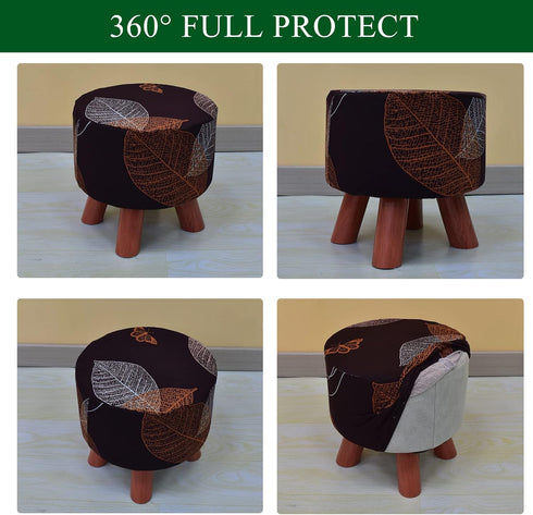 Outdoor,M,07 CRFATOP Printed Round Ottoman Covers Slipcover Stretch Footstool Protector Covers Soft Footrest Ottoman