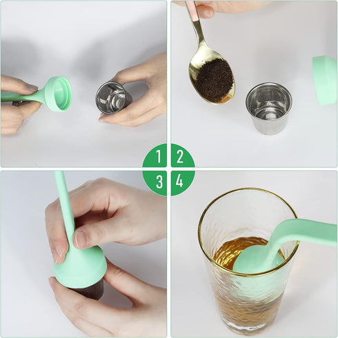 2pcs Tea Infuser - Extra Fine Mesh Tea Cup Filter with Silicone Handle for Loose Leaf or Herbal Tea (Green and Red)