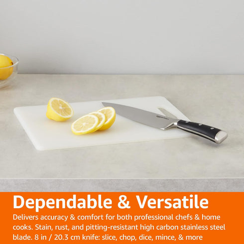 Amazon Basics Classic 8-Inch Chef s Knife with Three Rivets, Silver