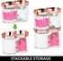 mDesign Plastic Canister Jar Organizer Set with Storage Lid - Clear/Rose Gold Lumiere Collection for Bathroom/Restroom