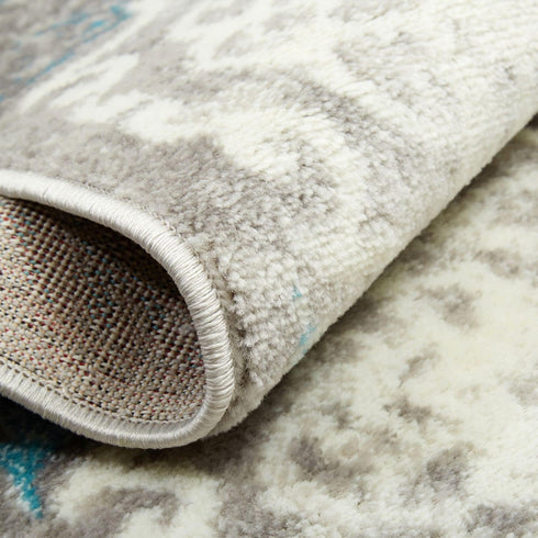 Home Dynamix Boho Andorra Transitional Damask Area Rug, Grey/Blue, 2'7"x4'7"