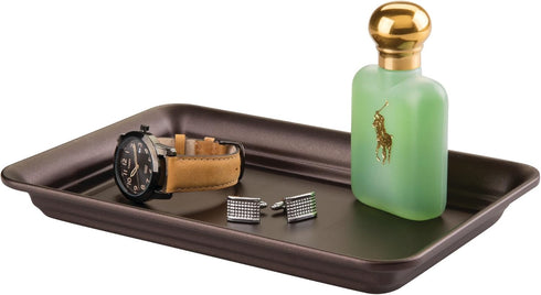 iDesign Decorative Countertop Vanity Tray Organizer, Set of 2, 9.7" x 6.3" x 1", Bronze