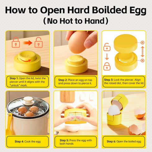 2 1 2 Pack Upgraded in Egg Shell Opener, Hard Boiled Egg Peeler Cracker with Piercer, Cute Egg Separator for Raw Eggs
