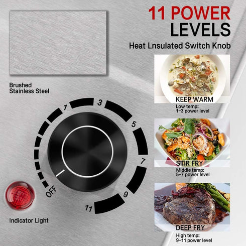 CUSIMAX 1500W Electric Hot Plate, Portable Stainless Steel Single Burner for Cooking, Easy to Clean, CMHP-C150N