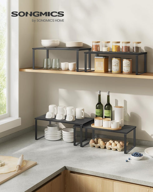 Set 2 Counter UKCS025B01 SONGMICS Cabinet Organizer Shelf, of Kitchen Shelves, Kitchen Storage, Spice Rack, Stackable