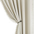 Treatmentex Pompom Window Curtain Panels, Natural 45" Long Ivory Curtain Drapes for Small Windows