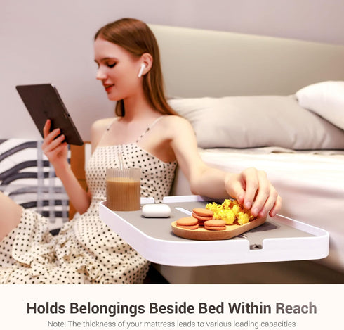 KIWIFOTOS Bedside Shelf with Silicone Pad Top, Clip On Nightstand Snack Organizer, 17" Large Dorm Room Bed Side Table
