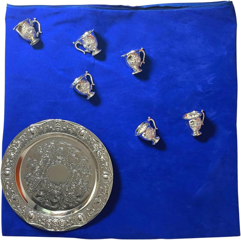 Silver Zippered Storage Bags 18"x18", 2Pcs Velvet Fabric Blue Anti Tarnish Jewelry Storage for Silver Protection